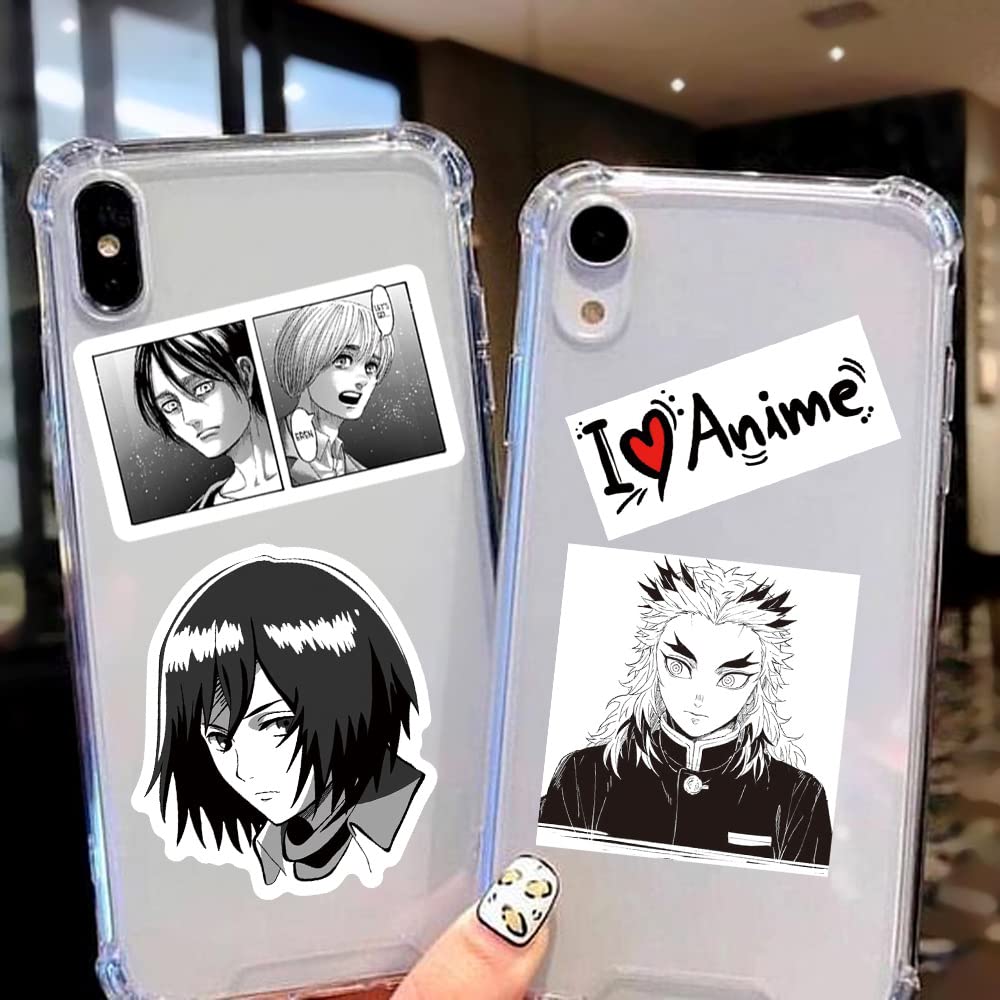 Kids Anime Stickers Mixed Pack, 100pcs Black and White Anime Characters Decals Movie Decorative Sticker for Kids Teens Waterproof Stickers