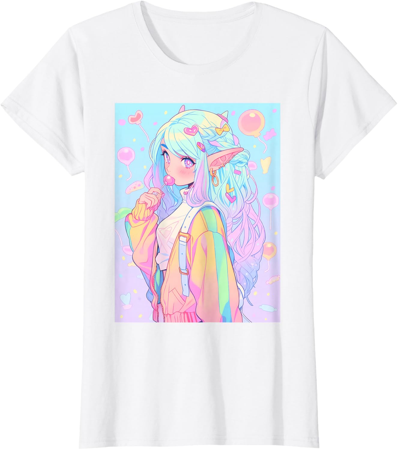 Anime Girl Pastel Kawaii Waifu Elves Girl T-Shirt