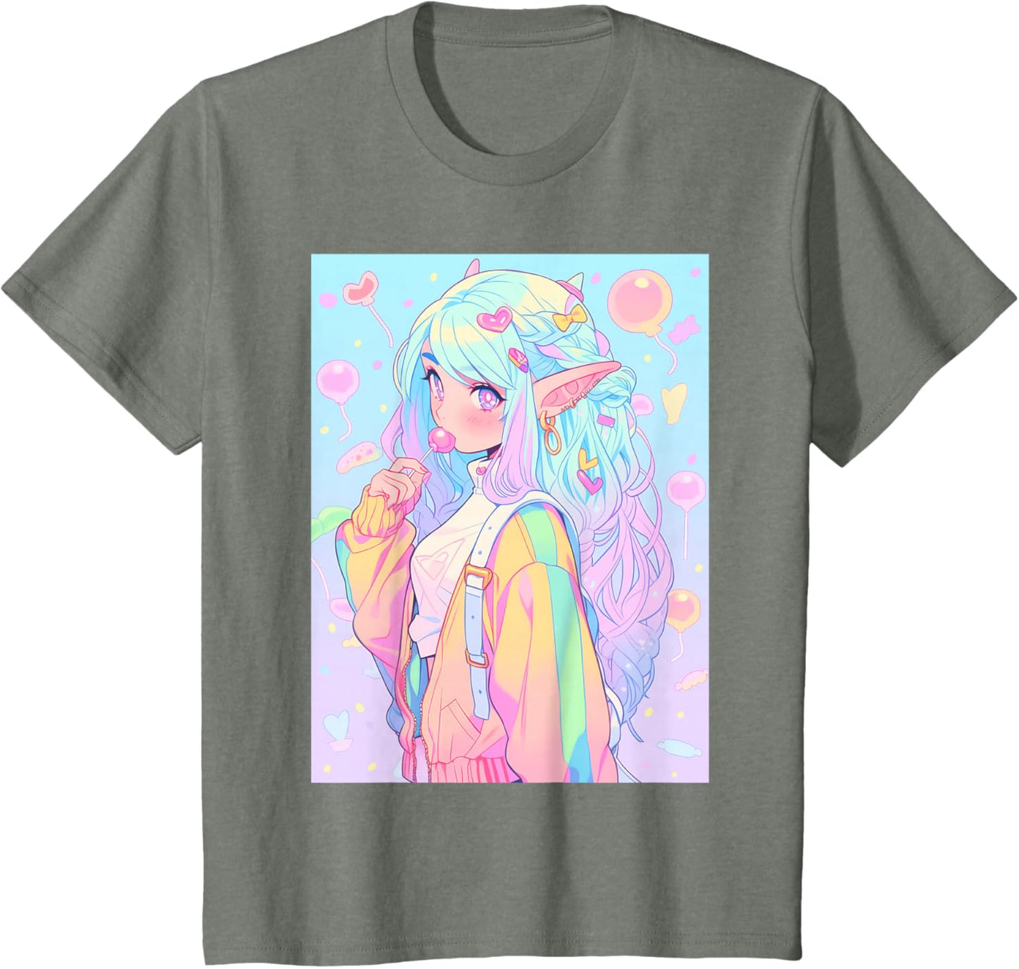 Anime Girl Pastel Kawaii Waifu Elves Girl T-Shirt