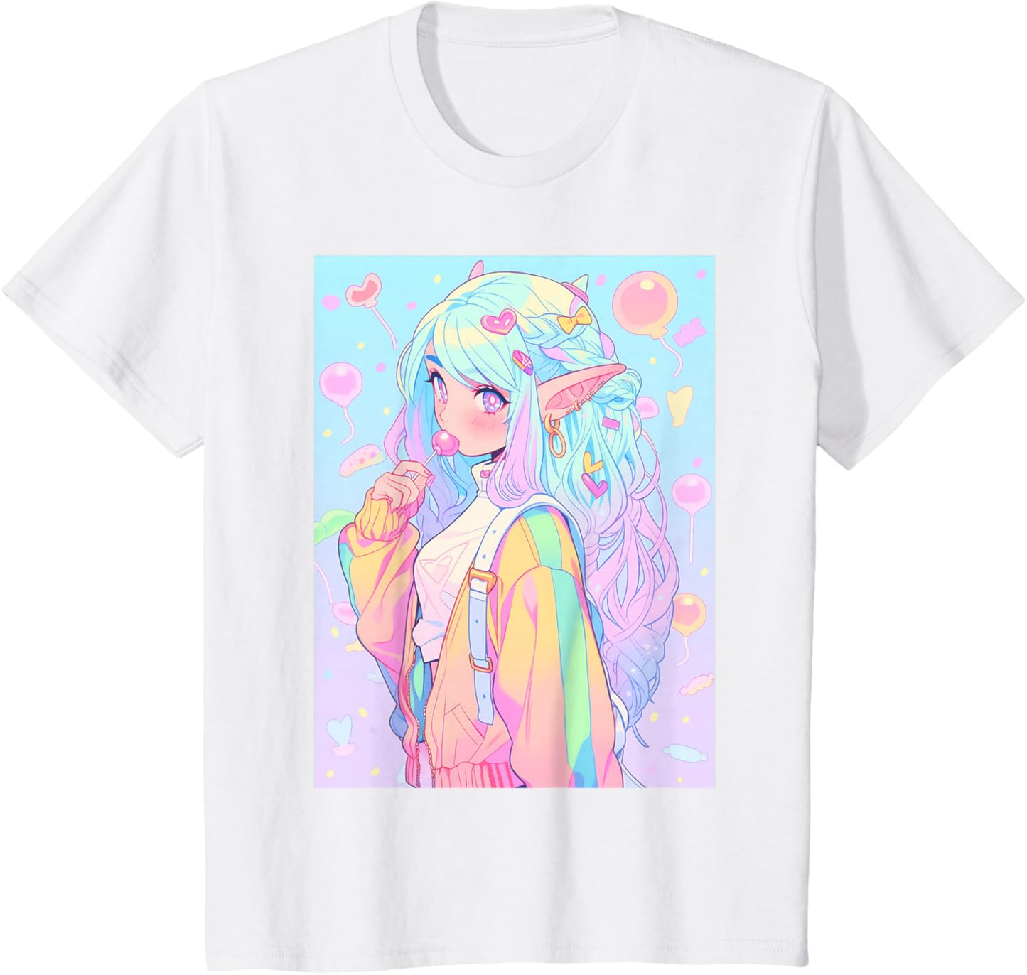 Anime Girl Pastel Kawaii Waifu Elves Girl T-Shirt