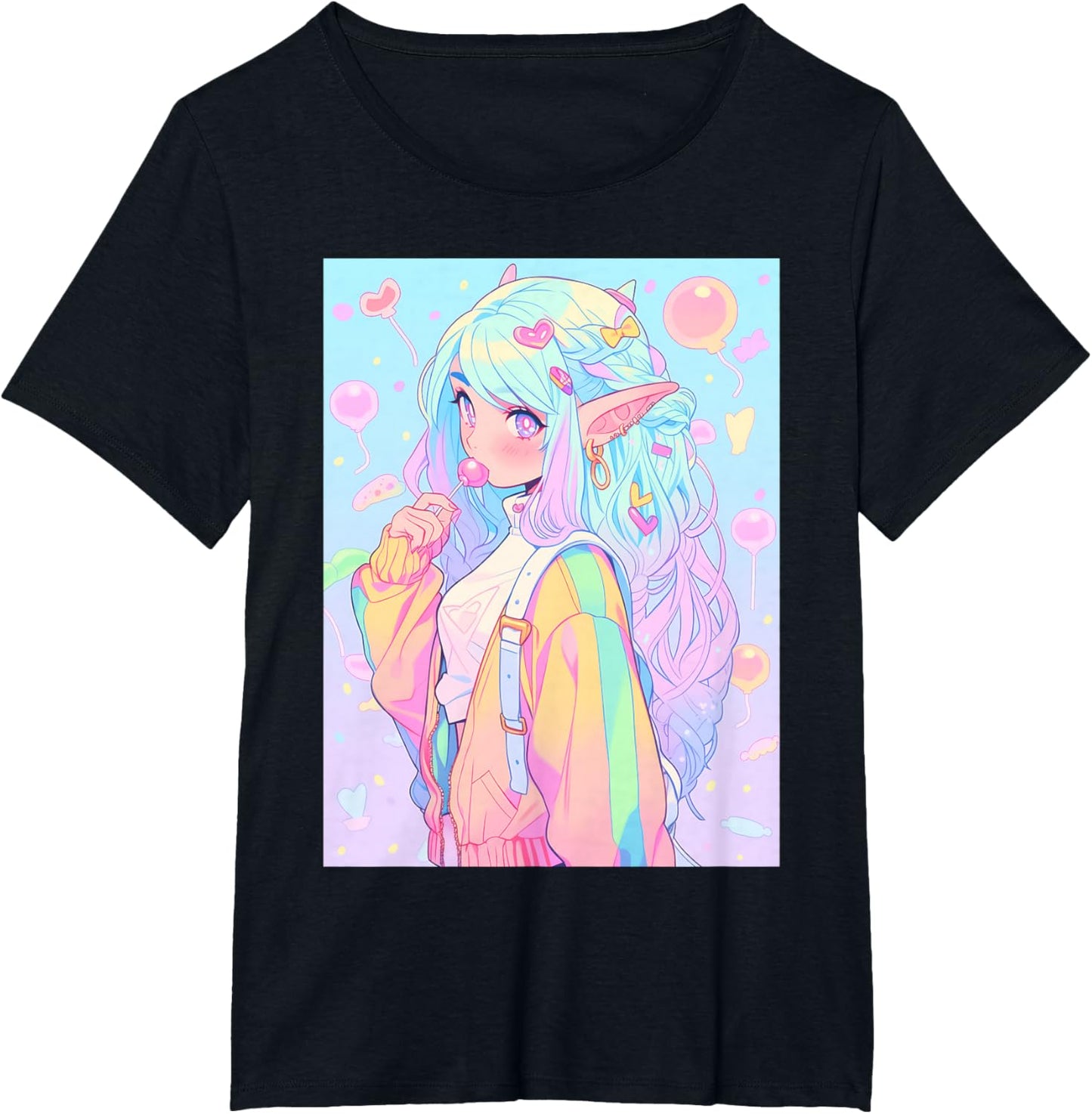 Anime Girl Pastel Kawaii Waifu Elves Girl T-Shirt