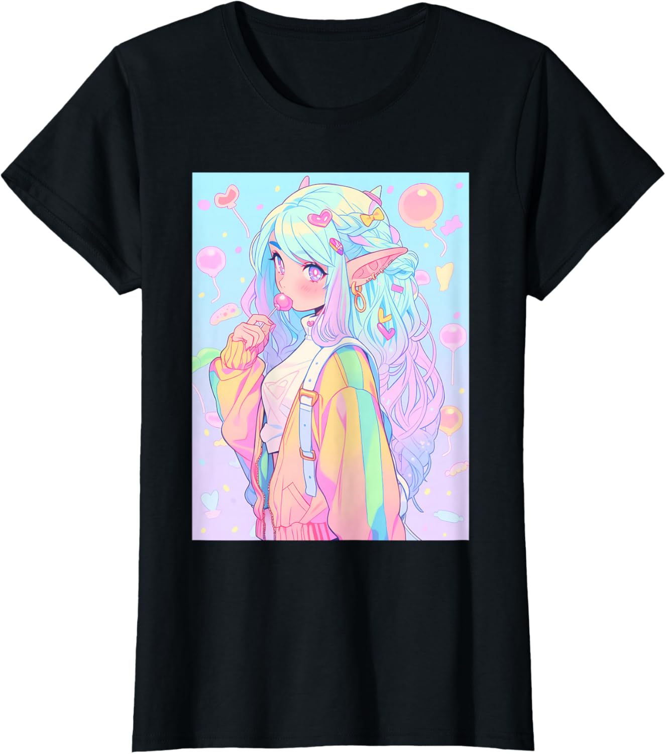 Anime Girl Pastel Kawaii Waifu Elves Girl T-Shirt