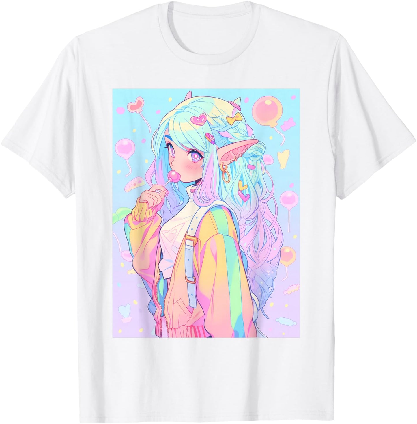 Anime Girl Pastel Kawaii Waifu Elves Girl T-Shirt