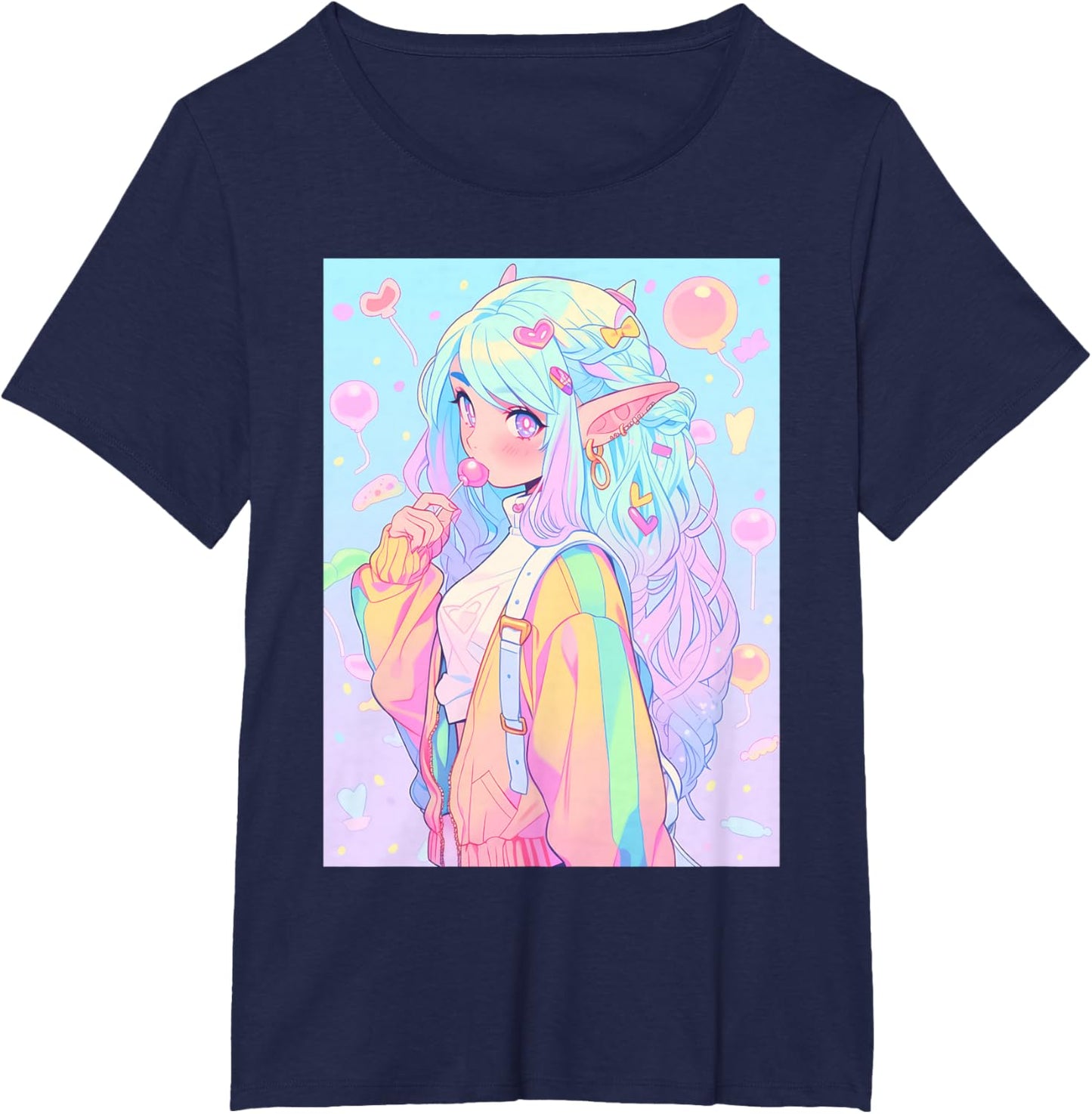 Anime Girl Pastel Kawaii Waifu Elves Girl T-Shirt
