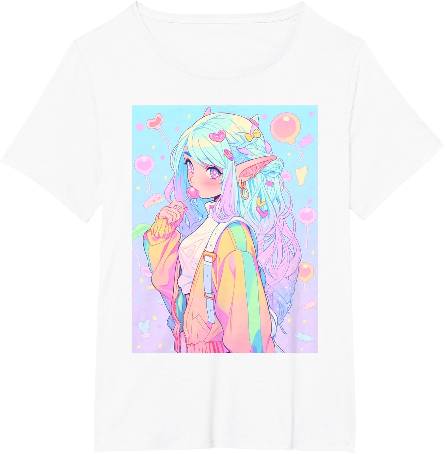 Anime Girl Pastel Kawaii Waifu Elves Girl T-Shirt