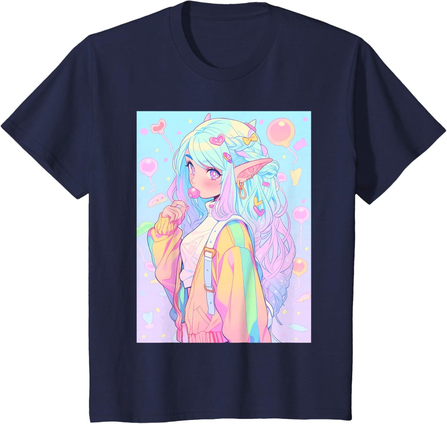 Anime Girl Pastel Kawaii Waifu Elves Girl T-Shirt