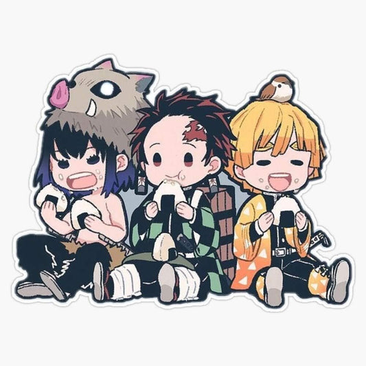 Inosuke, Tanjiro and Zenitsu Sticker Vinyl Bumper Sticker Decal Waterproof 5"