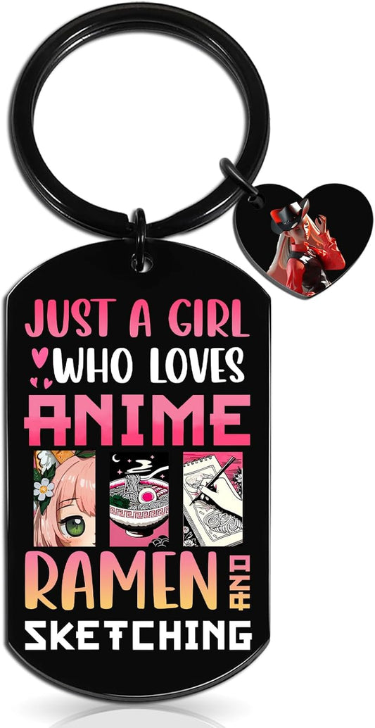 Just A Girl Who Loves Anime Ramen Gifts Anime Merch Kawaii key chain
