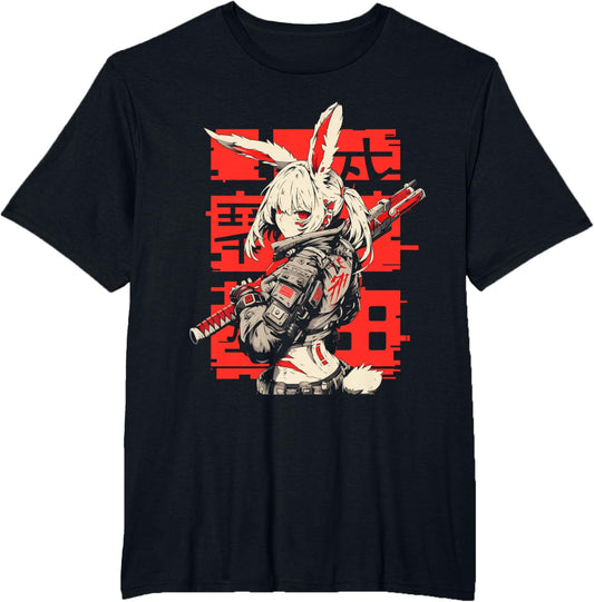 Anime Manga Cyberpunk Aesthetic Techwear Harajuku Bunny Girl T-Shirt