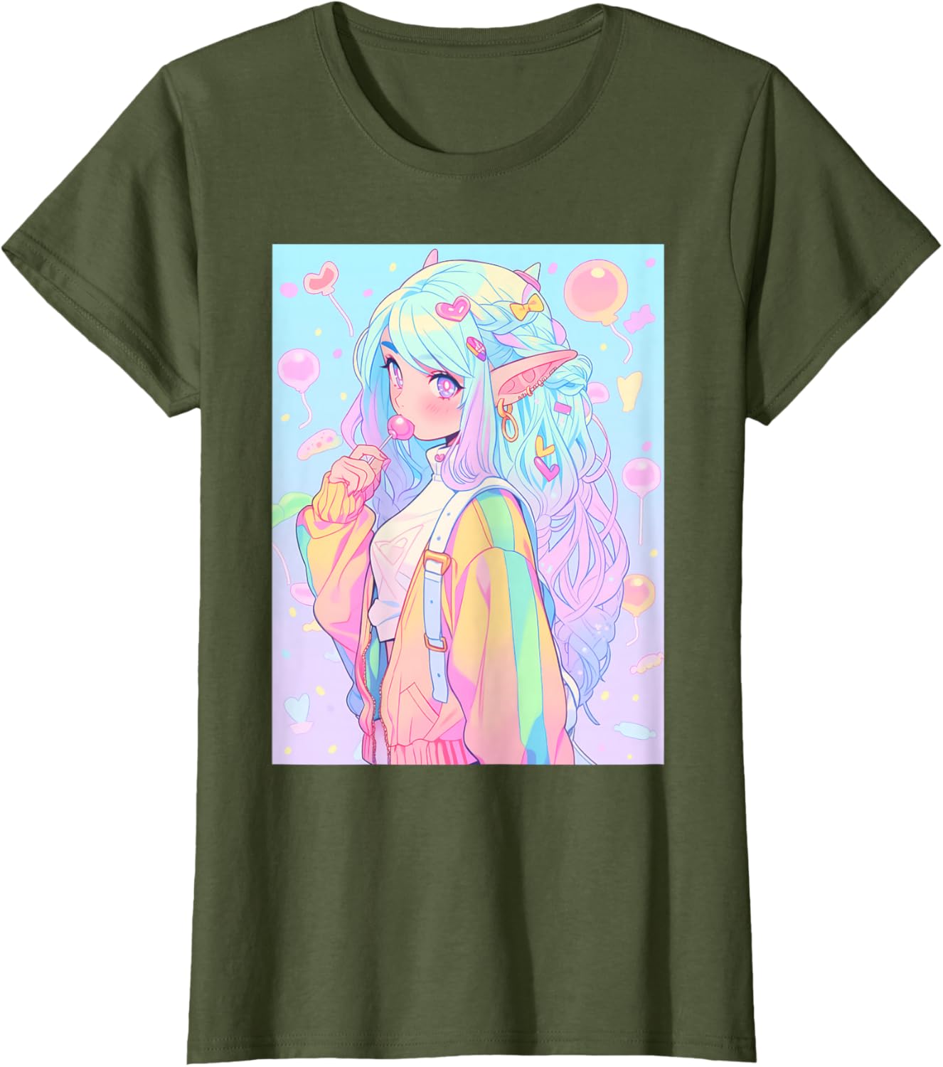 Anime Girl Pastel Kawaii Waifu Elves Girl T-Shirt