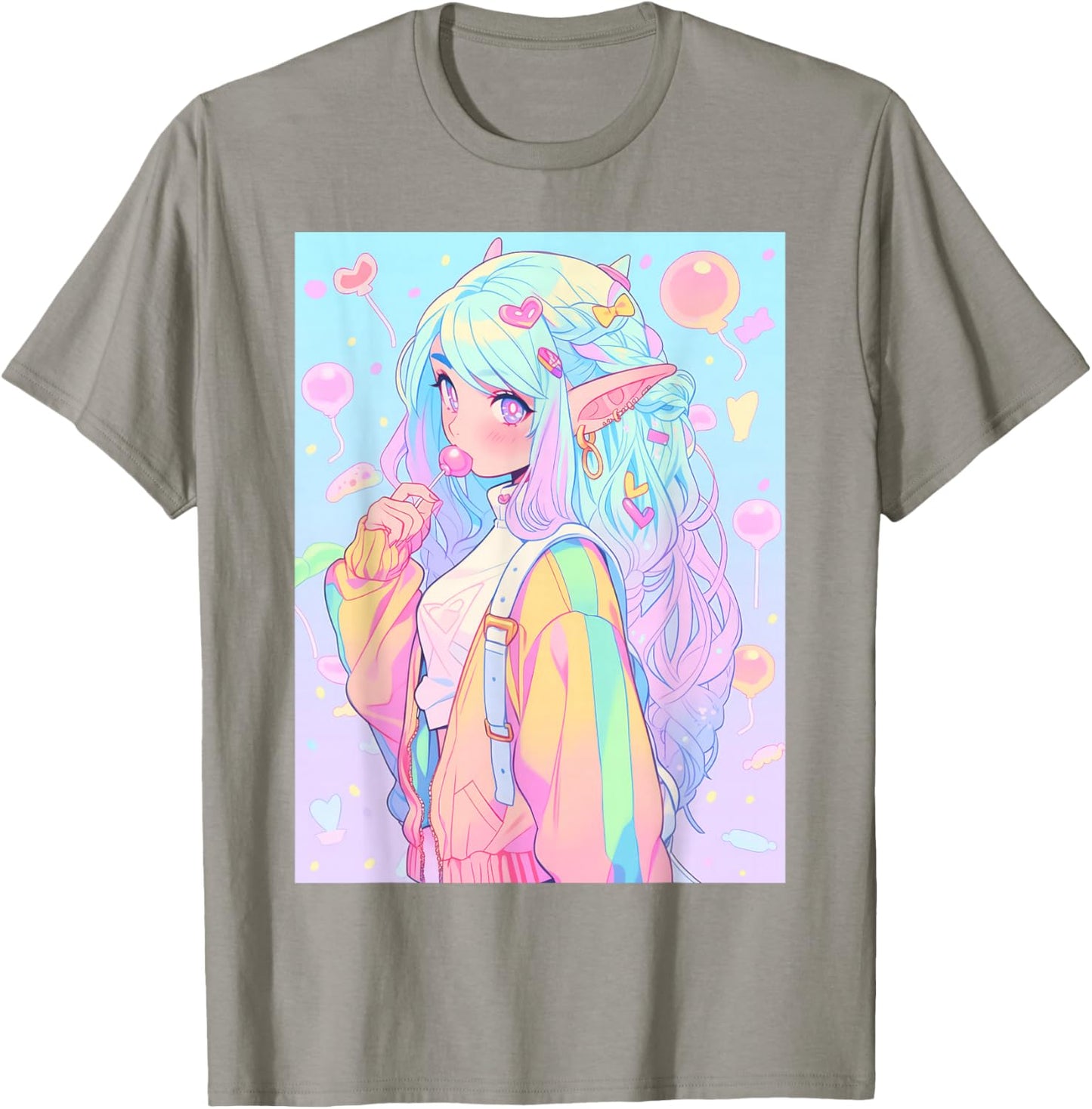 Anime Girl Pastel Kawaii Waifu Elves Girl T-Shirt